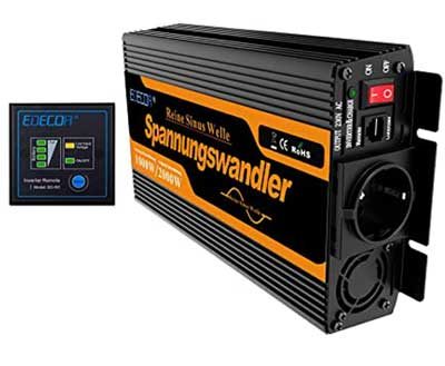 EDECOA Inversor 1000w Convertidor 12v 220v Transformador de 1000w de 12v 220v Onda Modificada